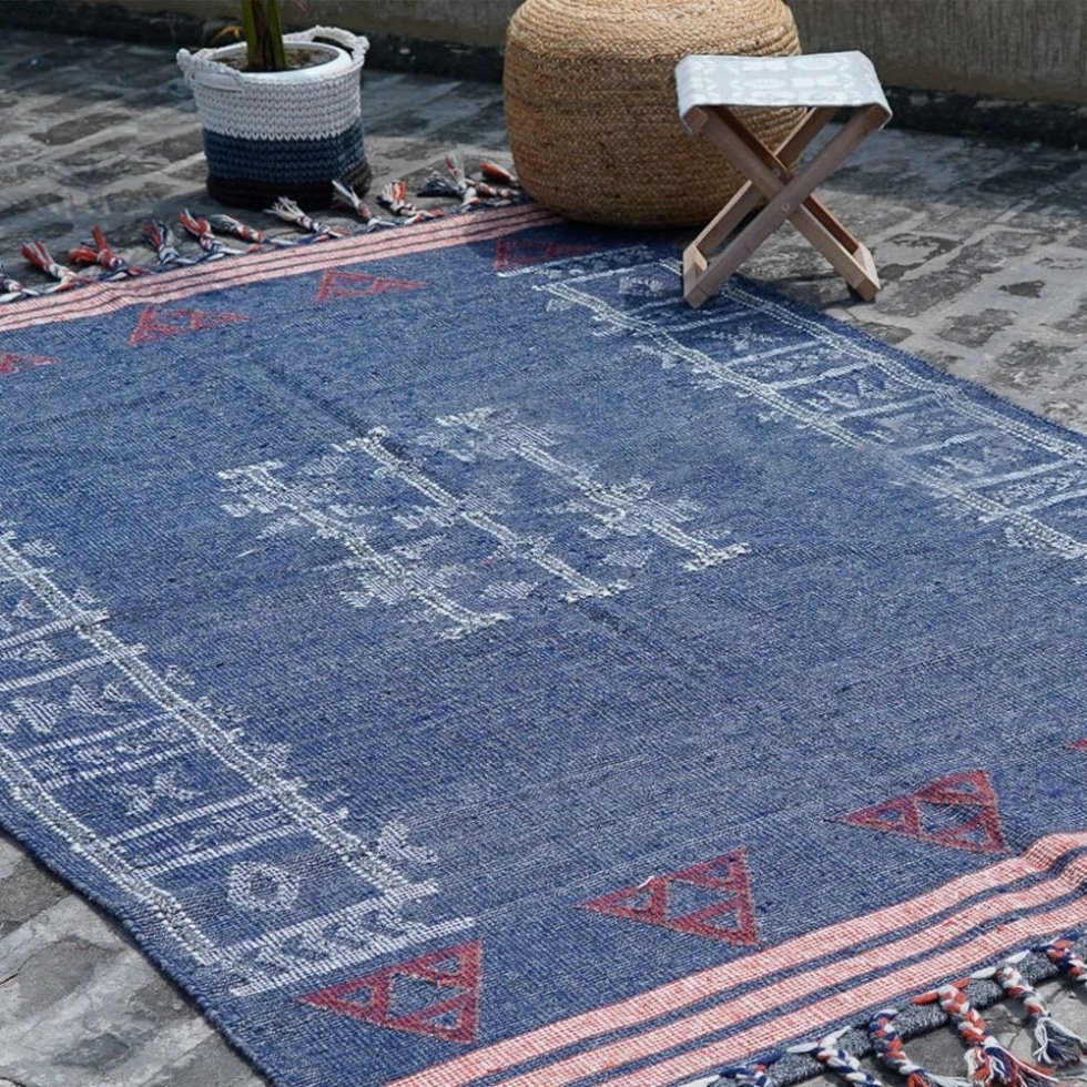 Alfombra india Kilim estilo antiguo