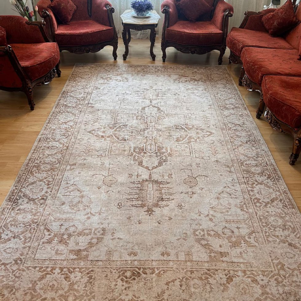 Alfombra estilo kilim turco beige