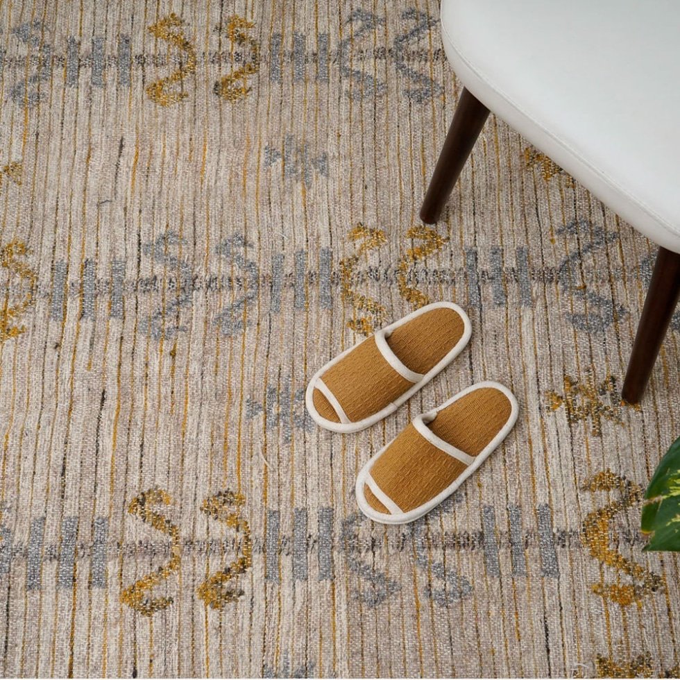 Alfombra kilim beige de estilo turco
