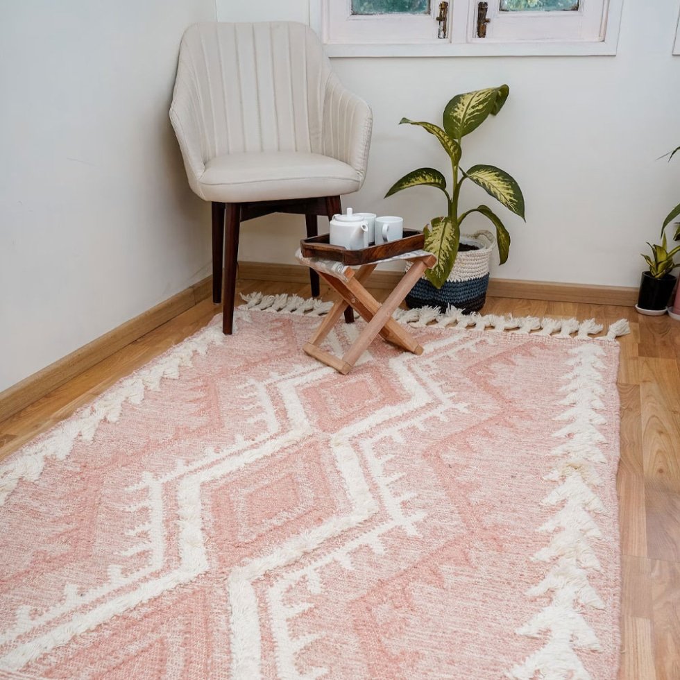 Alfombra suave kilim rubor