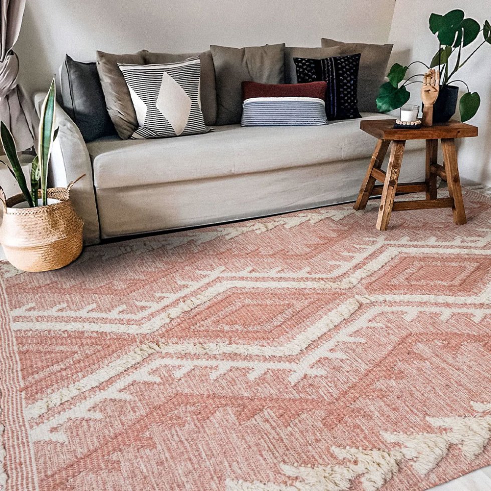 Alfombra suave kilim rubor