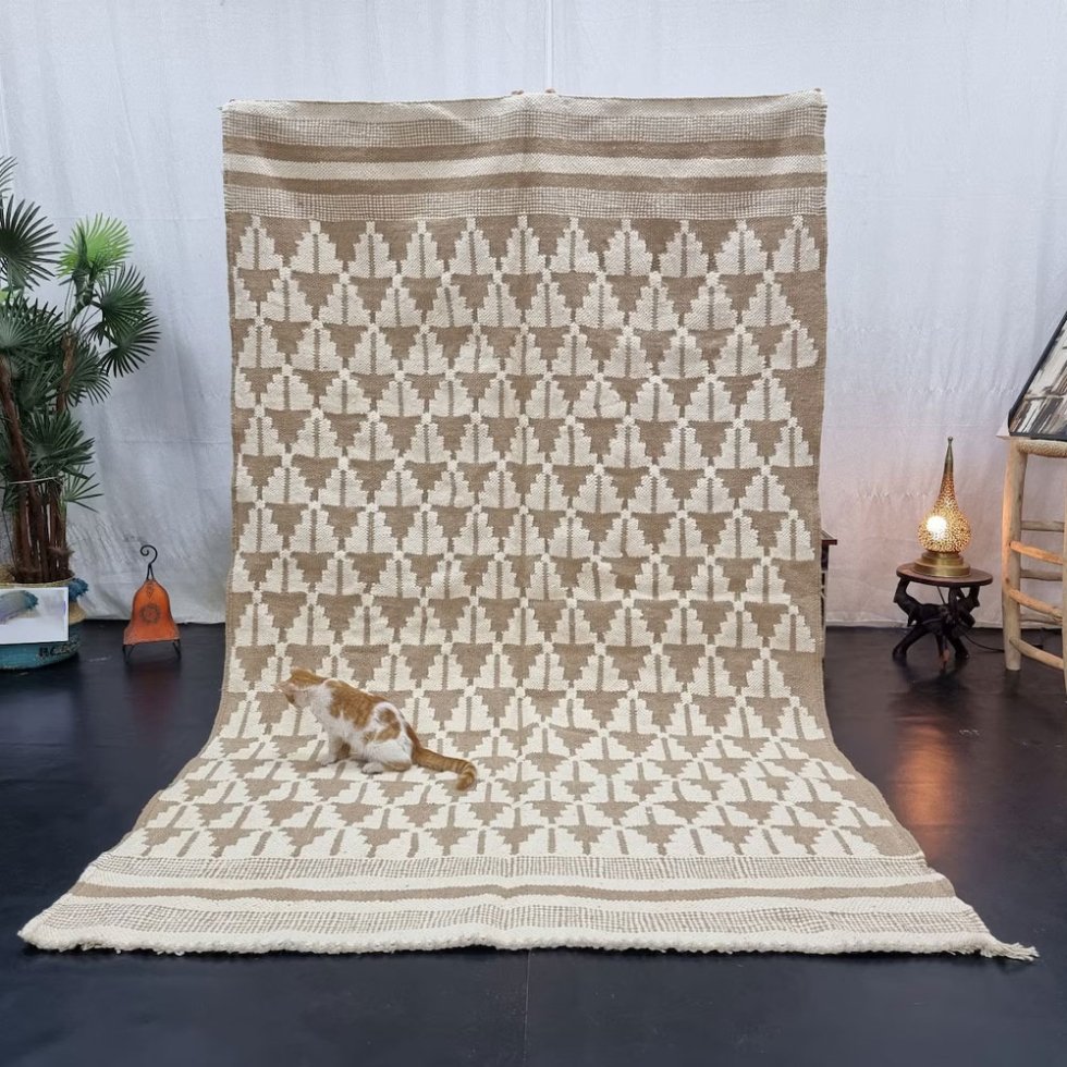 Alfombra kilim marroquí crema