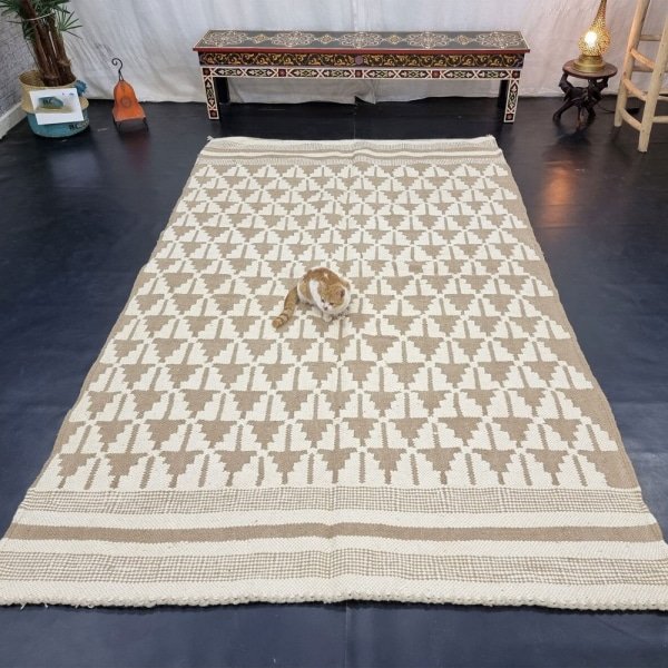 Alfombra kilim marroquí crema