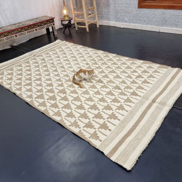 Alfombra kilim marroquí crema