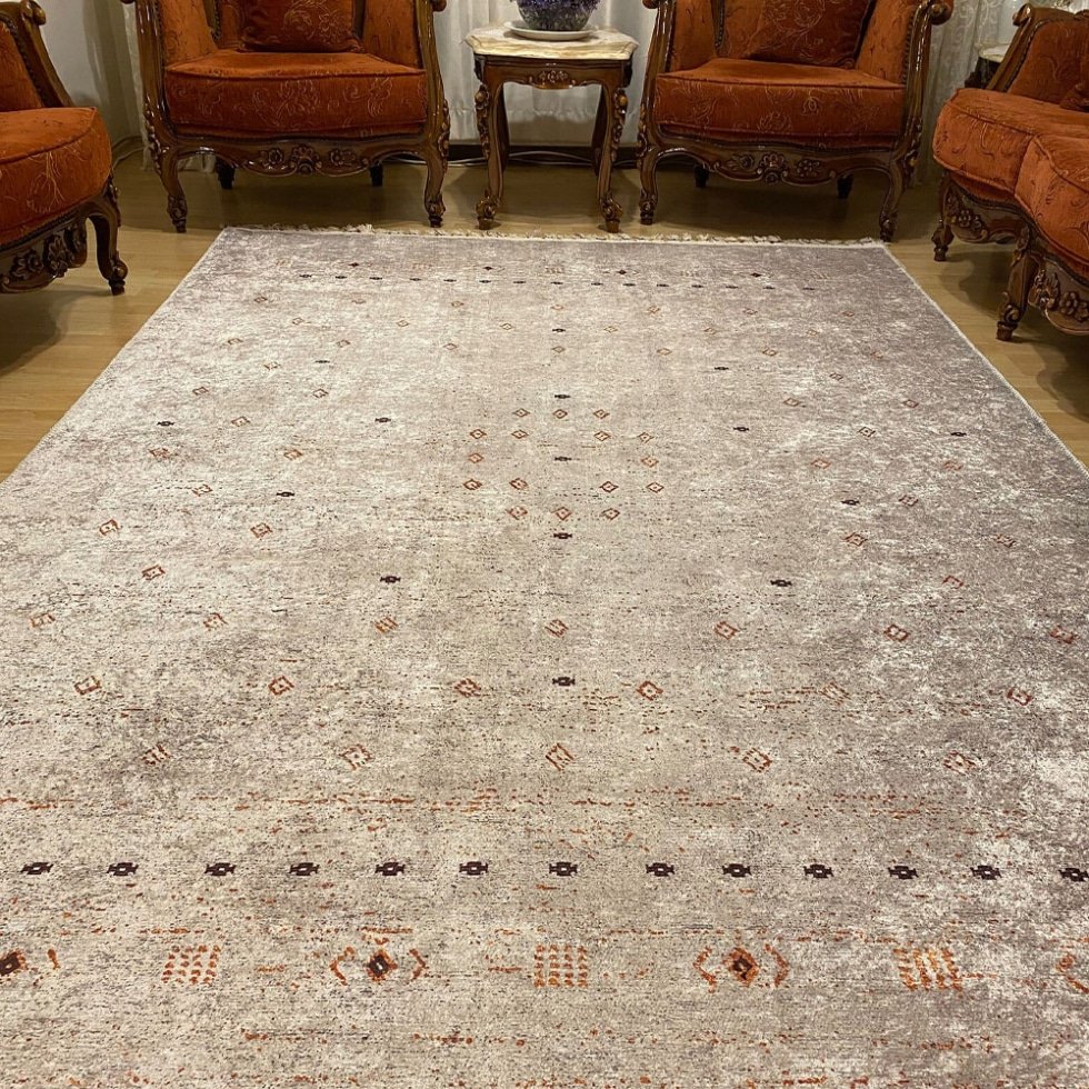 Alfombra abstracta crema y gris