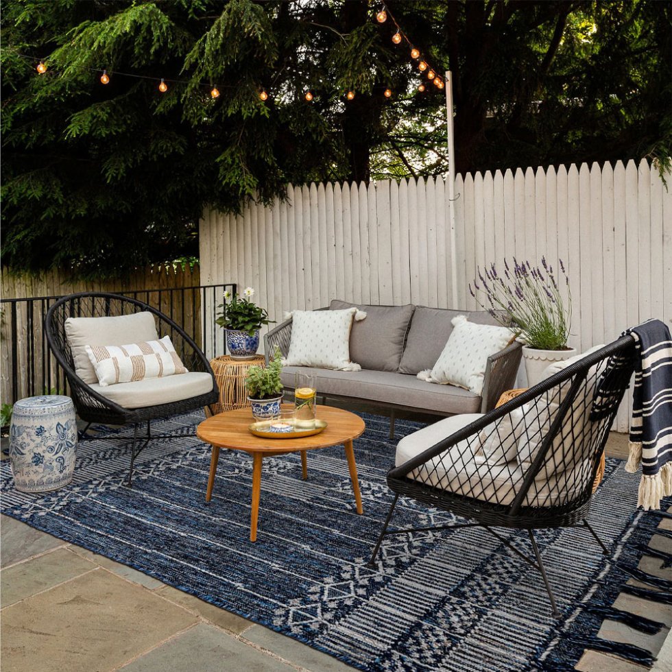 Alfombra vaquera estilo kilim graduado