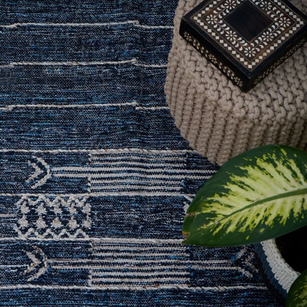 Alfombra vaquera estilo kilim graduado