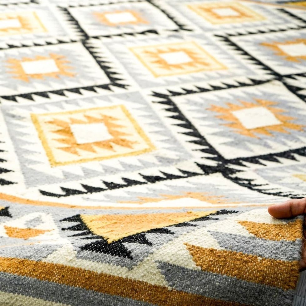 Alfombra kilim india Bright Diamond tejida a mano