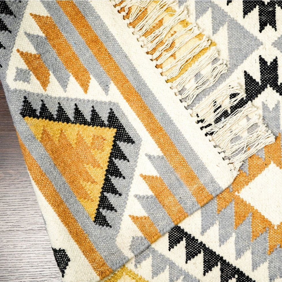 Alfombra kilim india Bright Diamond tejida a mano