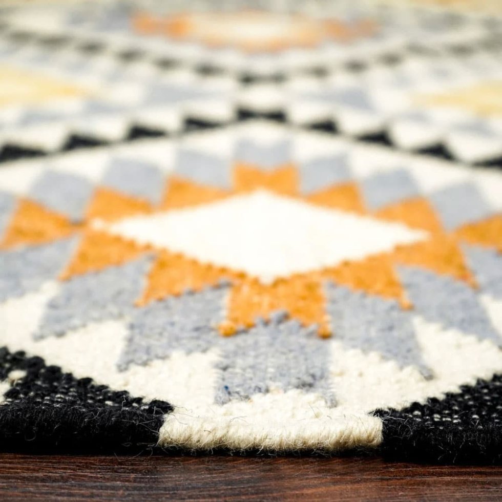 Alfombra kilim india Bright Diamond tejida a mano