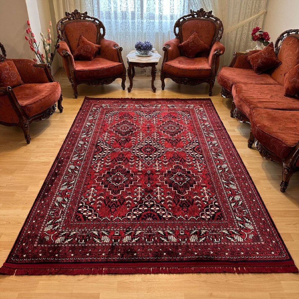 Alfombra grande roja estilo afgano
