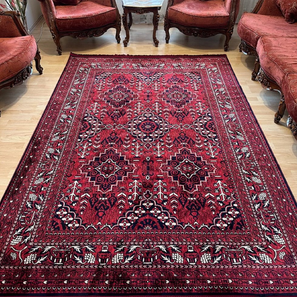 Alfombra grande roja estilo afgano