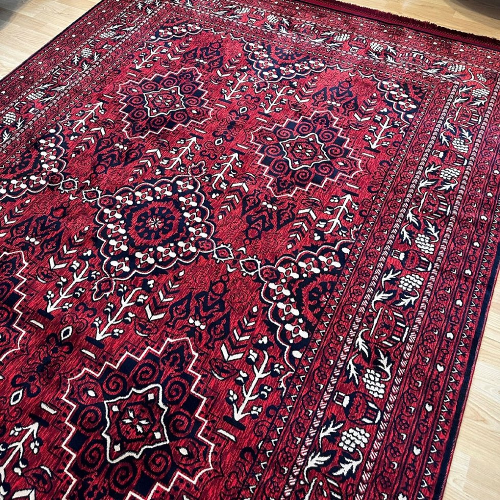 Alfombra grande roja estilo afgano