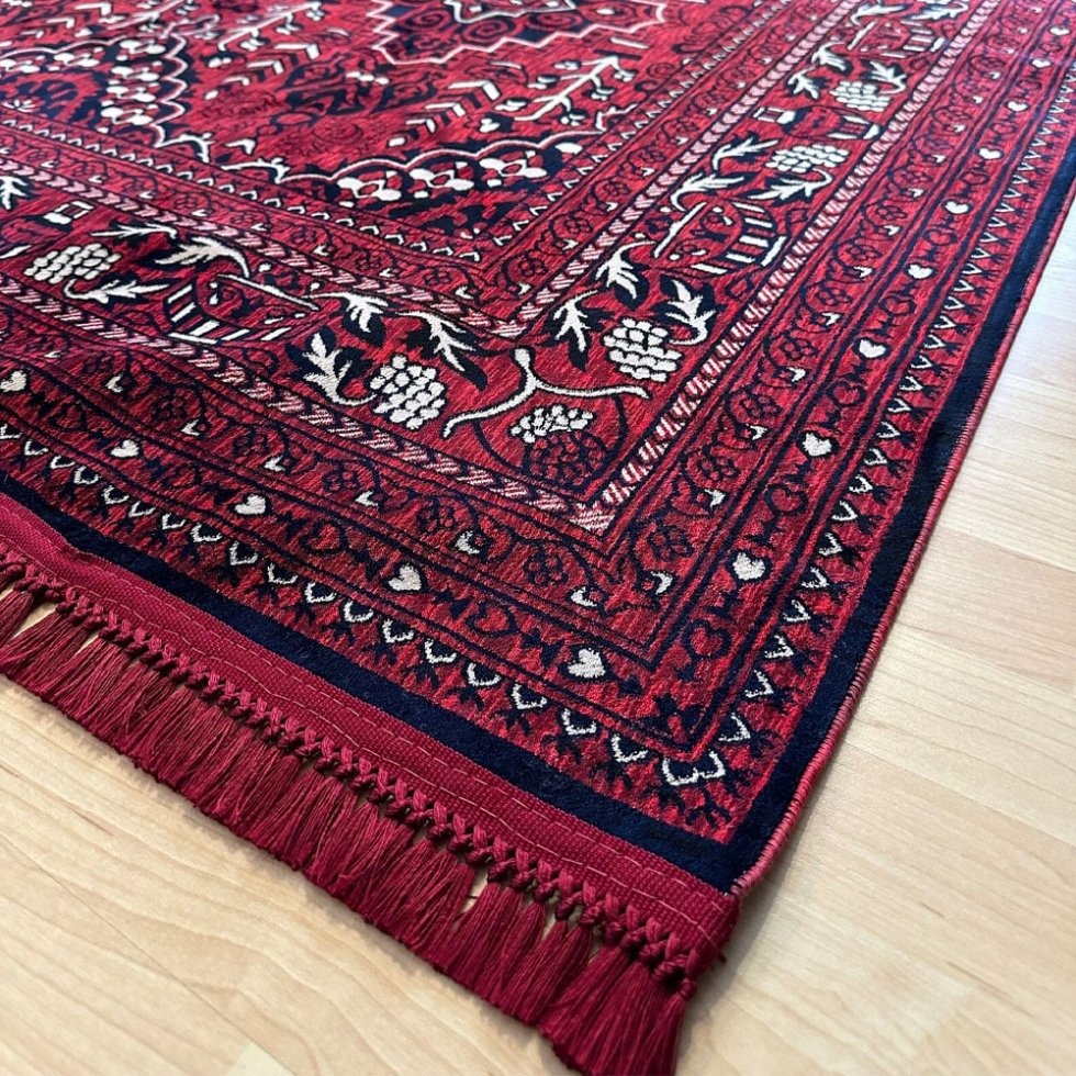 Alfombra grande roja estilo afgano