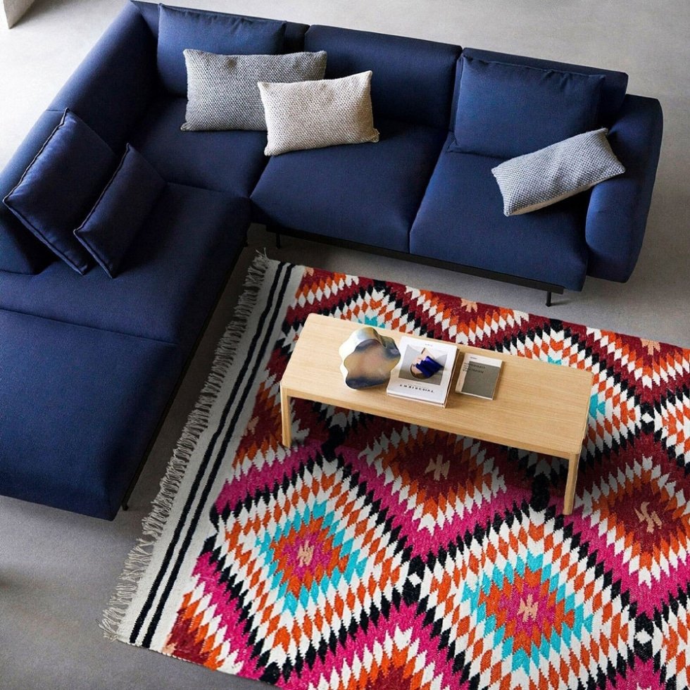 Alfombra india kilim diamante multicolor