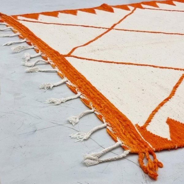 Alfombra Kilim Bereber Naranja y Blanca