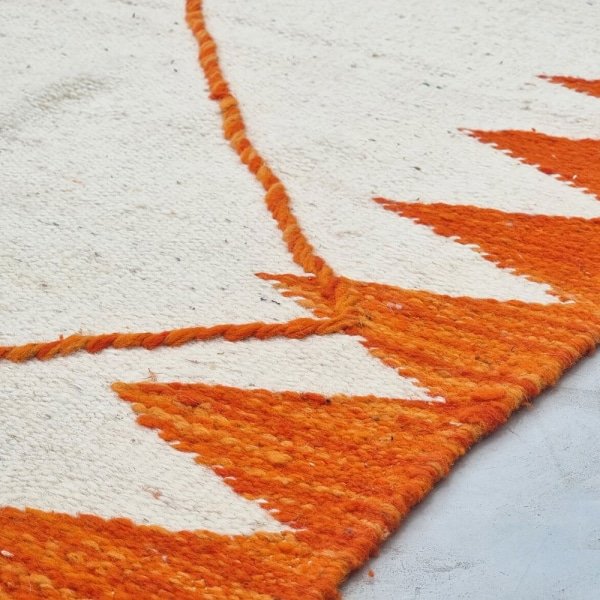 Alfombra Kilim Bereber Naranja y Blanca
