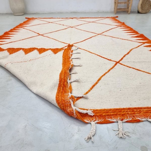 Alfombra Kilim Bereber Naranja y Blanca