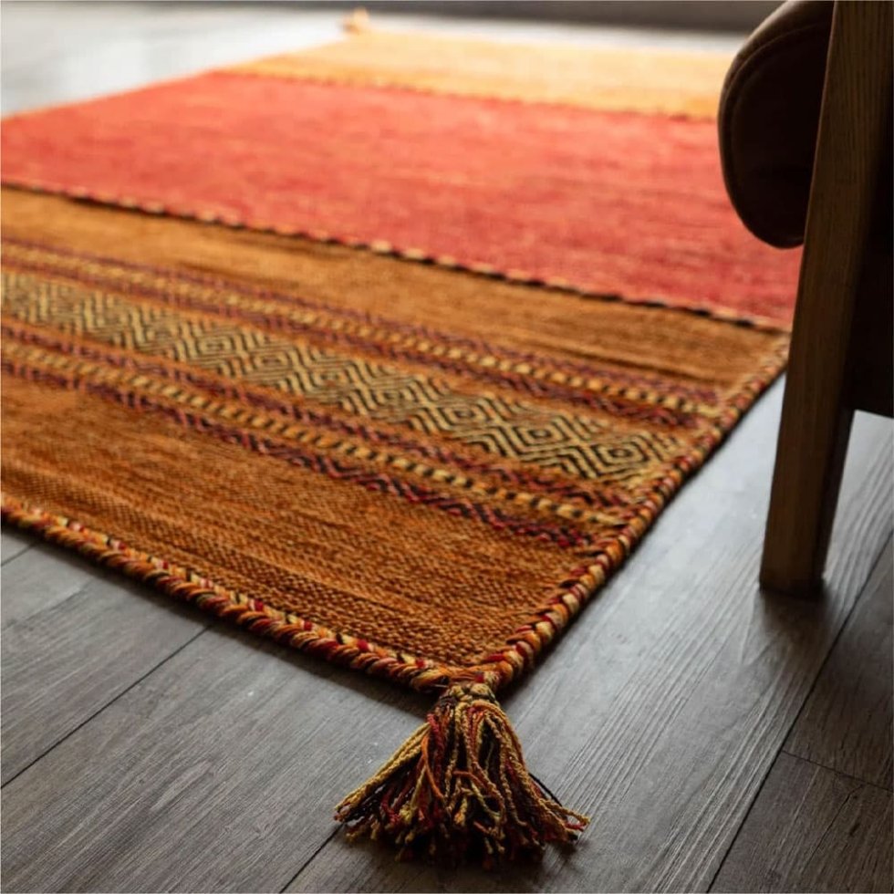 Alfombra india kilim naranja