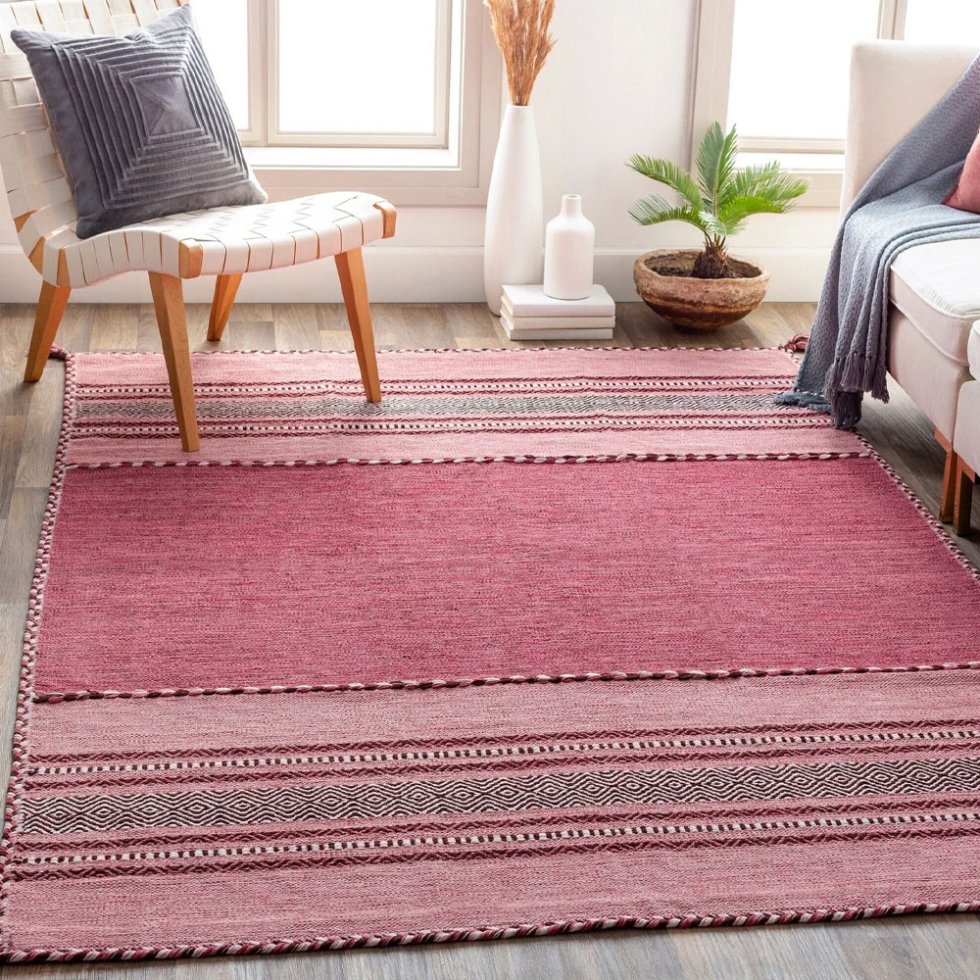Alfombra india kilim rosa