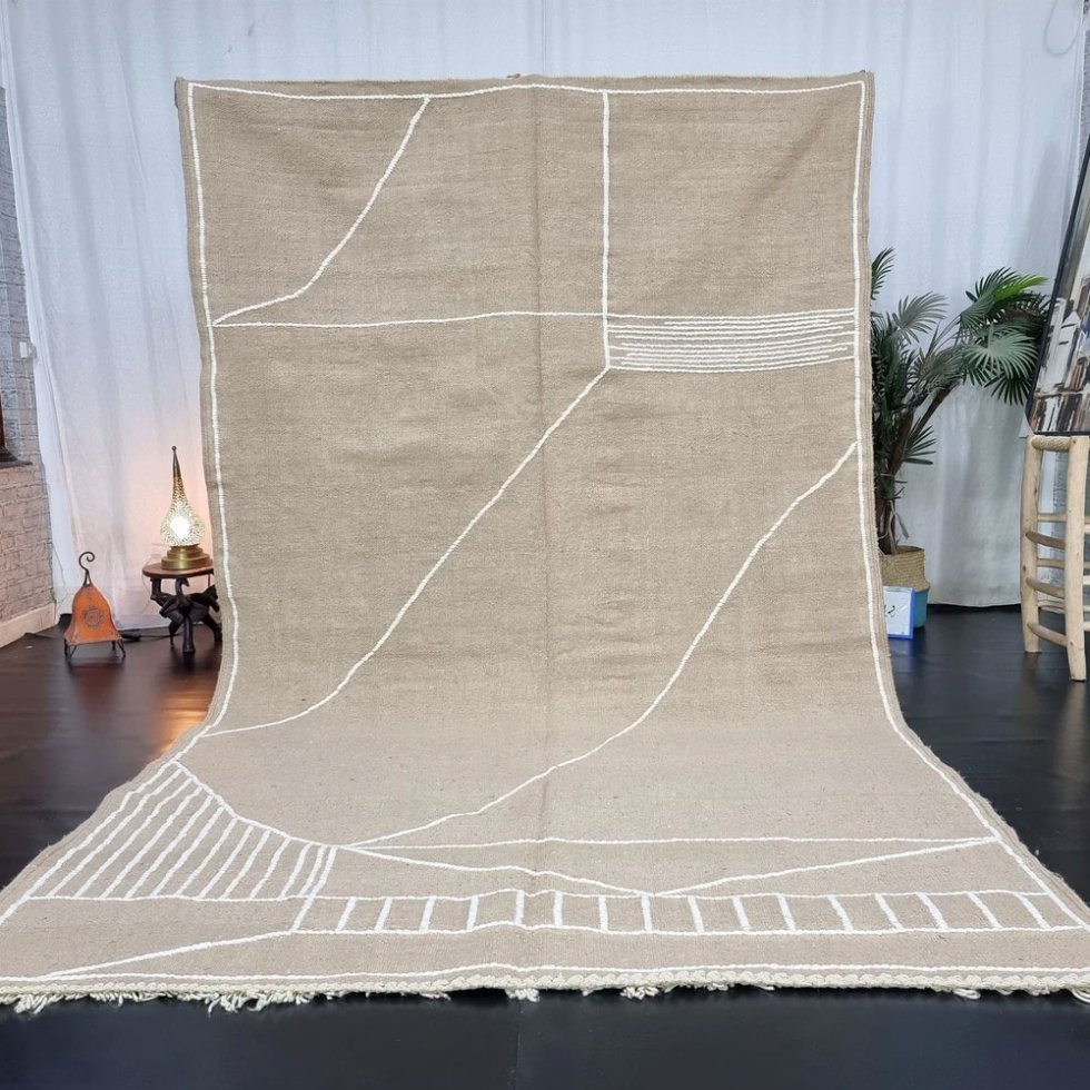 Alfombra marroquí kilim beige lisa