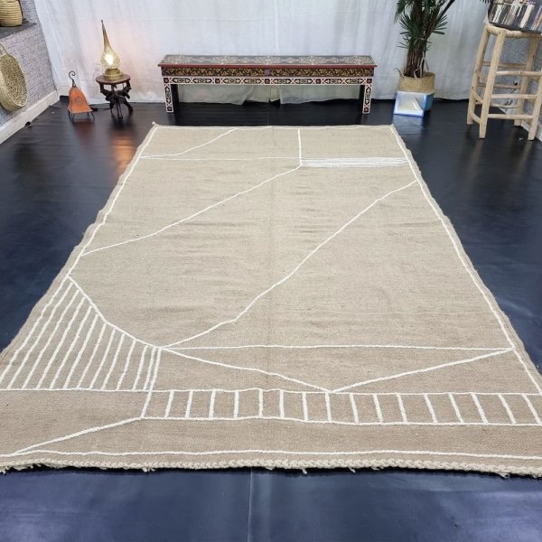 Alfombra marroquí kilim beige lisa