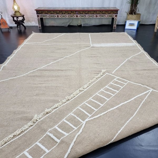 Alfombra marroquí kilim beige lisa