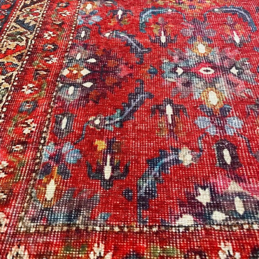 Alfombra lavable roja estilo Oushak