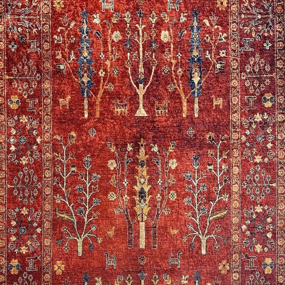 Alfombra lavable roja estilo sultán