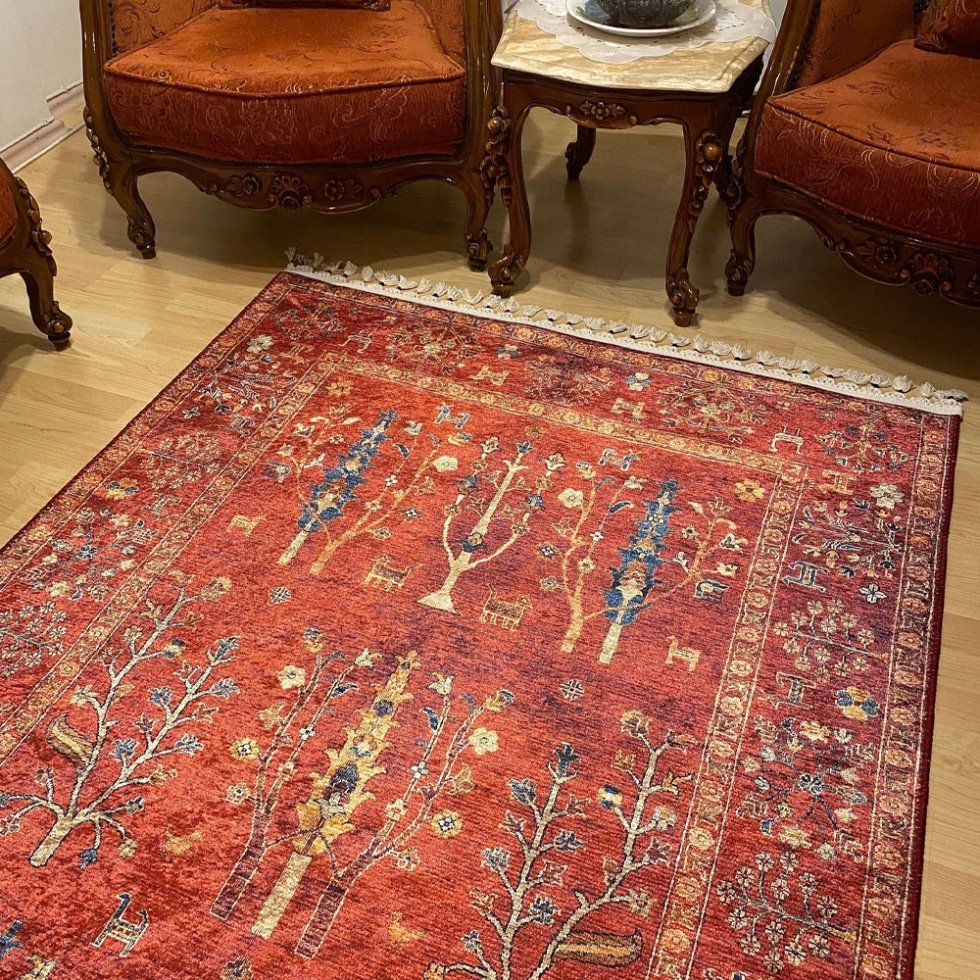 Alfombra lavable roja estilo sultán