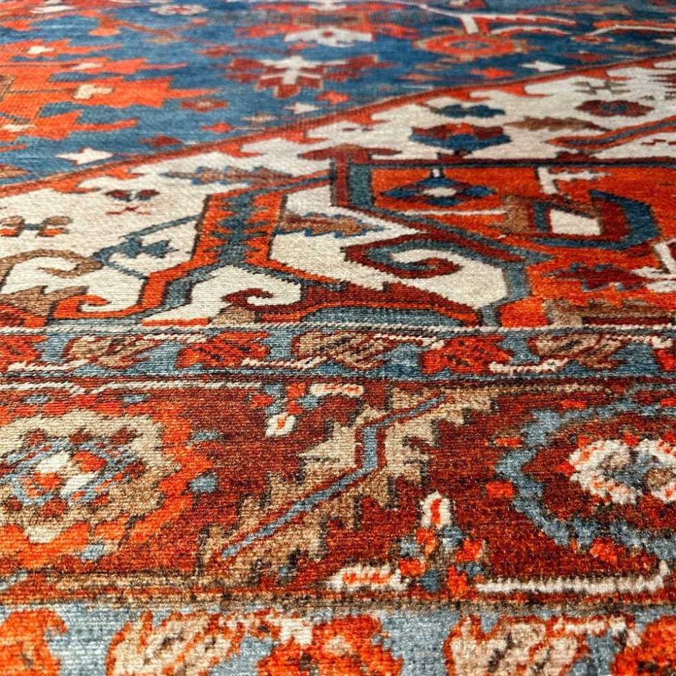 Alfombra lavable turca roja y azul