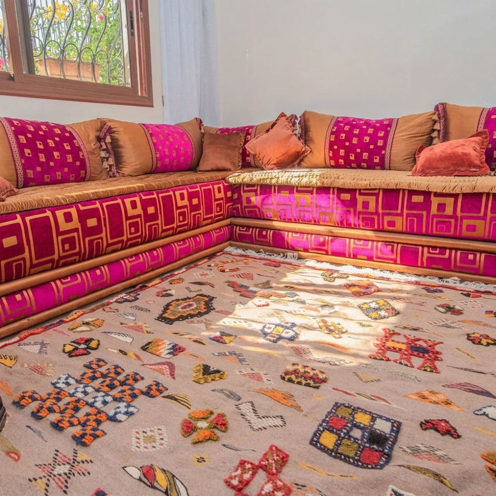 Alfombra tradicional Akhnif bereber kilim marrón
