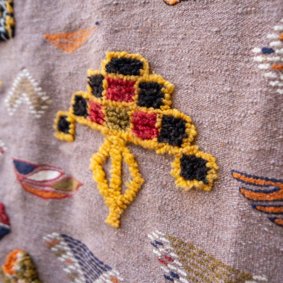 Alfombra tradicional Akhnif bereber kilim marrón