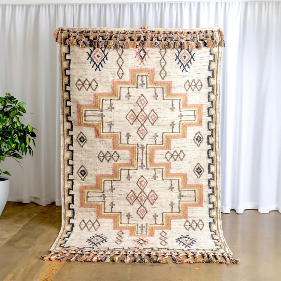 Alfombra kilim tradicional étnica india