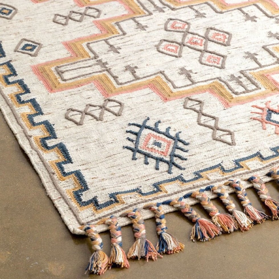 Alfombra kilim tradicional étnica india