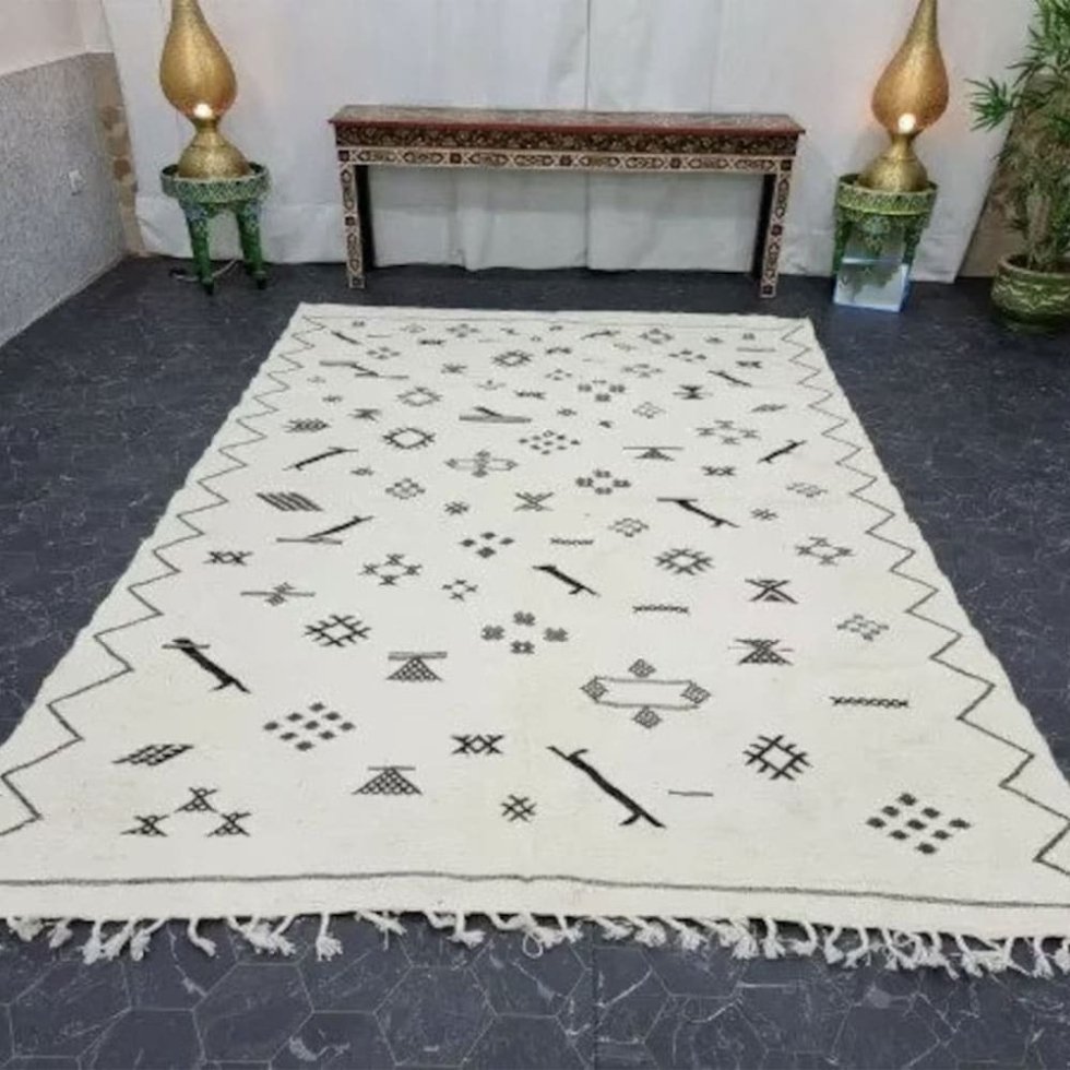 Alfombra kilim bereber tribal blanca