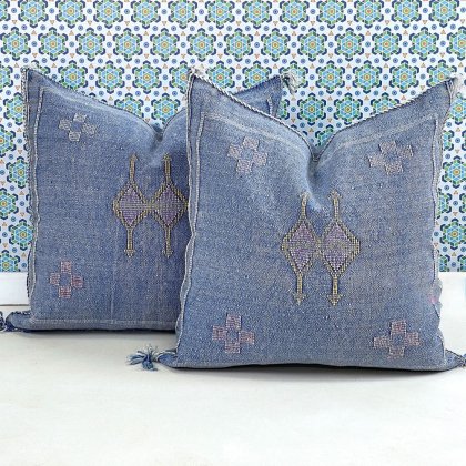 20 x 20 kilim almohadas azul