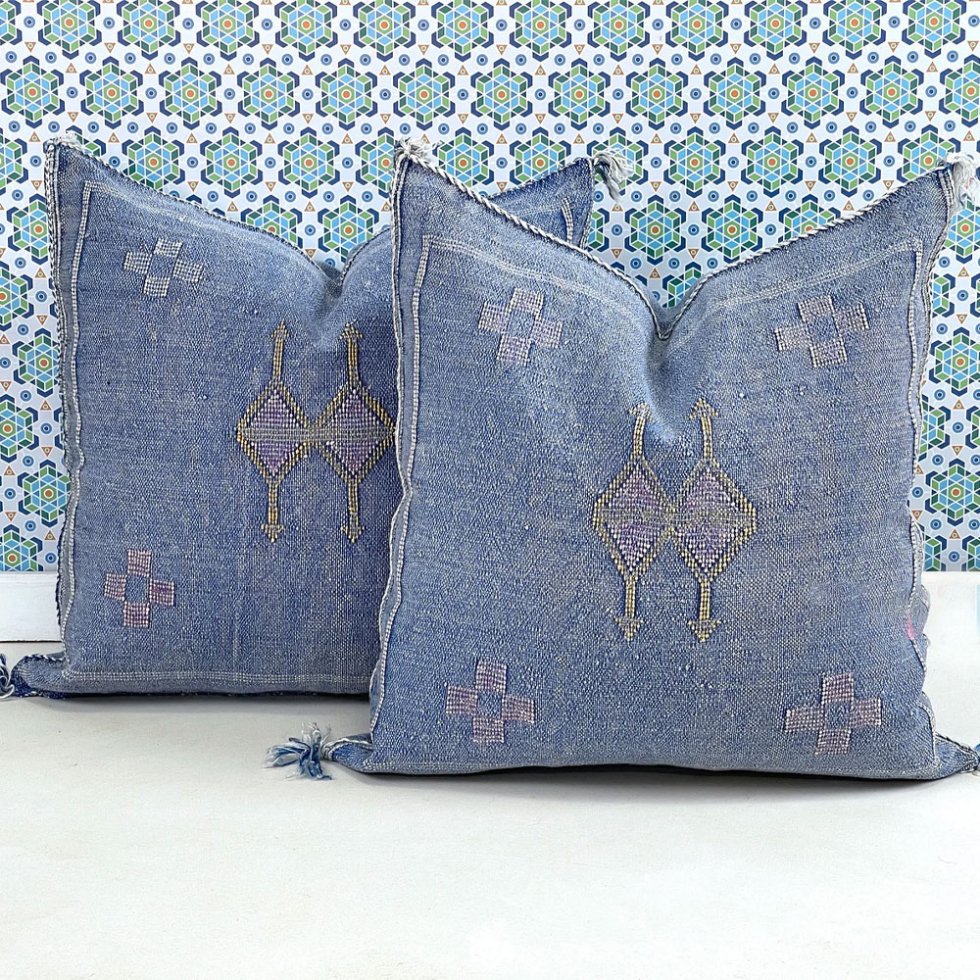 20 x 20 kilim almohadas azul