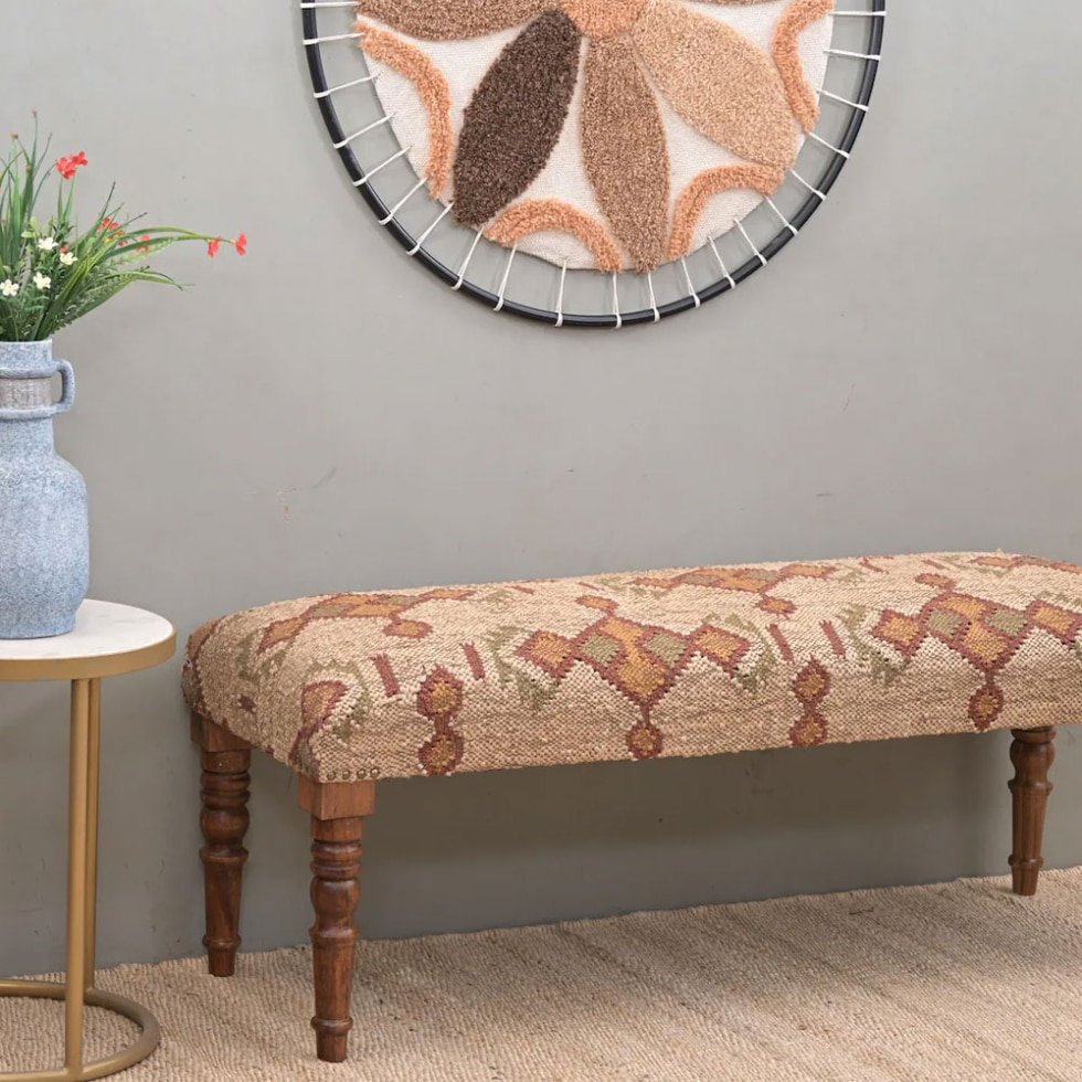 Banco otomano kilim beige