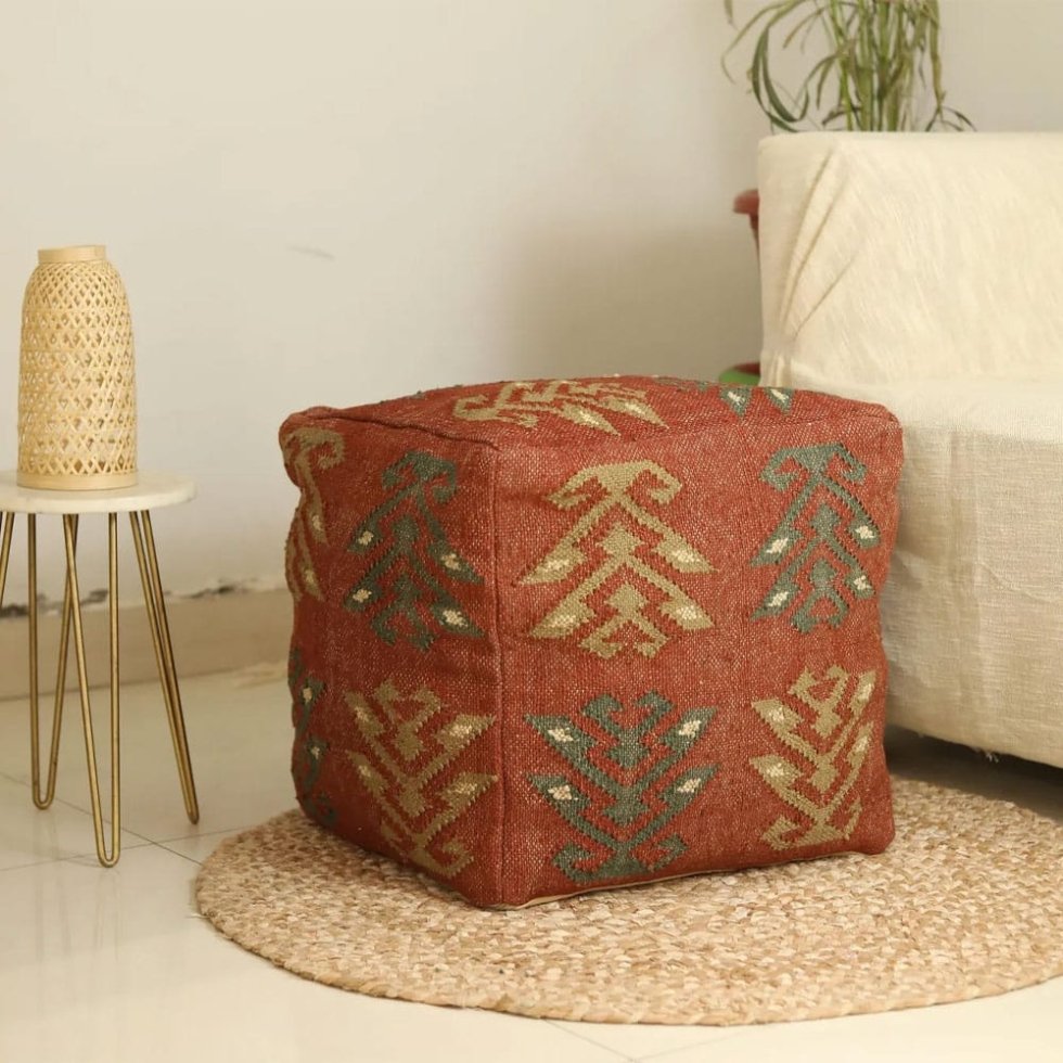 Puf kilim cubo rojo