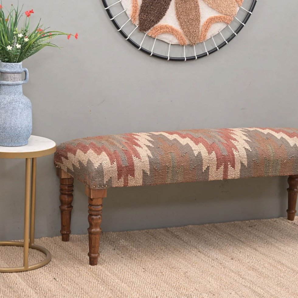 Banco otomano chevron kilim diamante