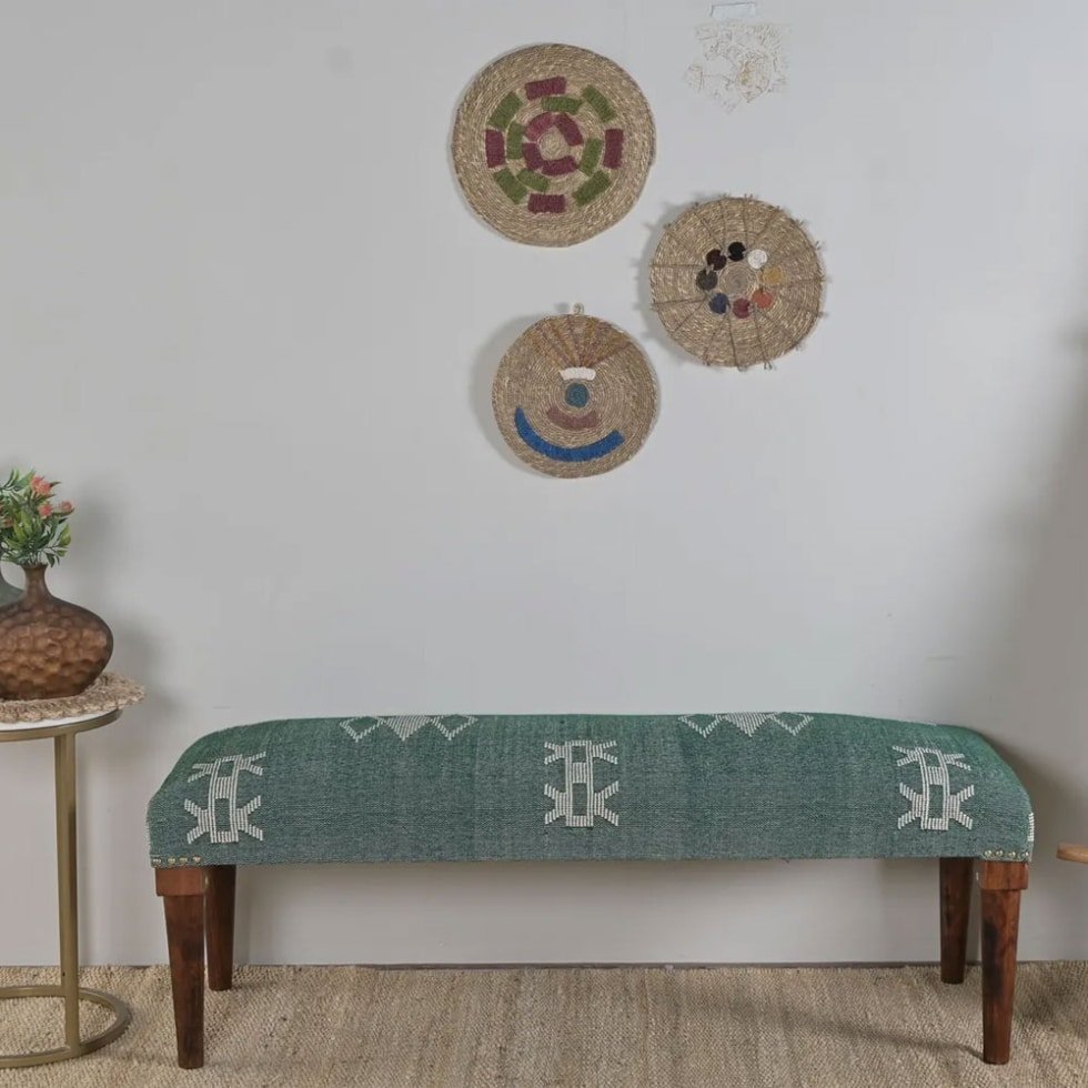 Banco otomano kilim verde