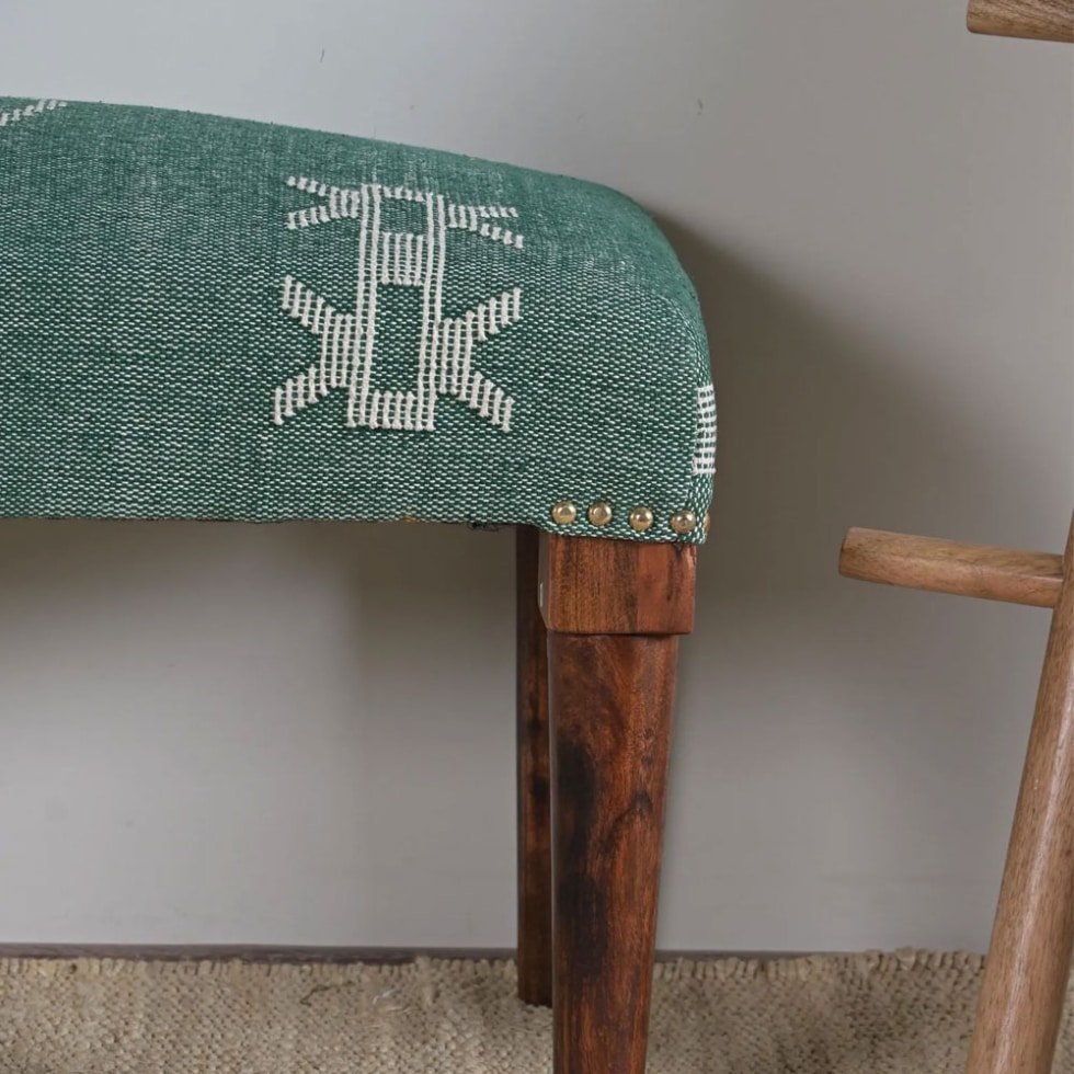 Banco otomano kilim verde