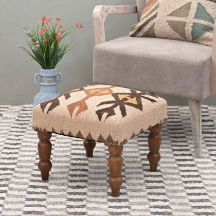 Puf otomano tribal kilim marfil