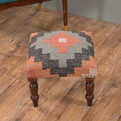 Taburete otomano geométrico kilim multicolor
