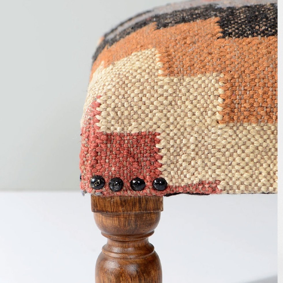 Taburete otomano geométrico kilim multicolor