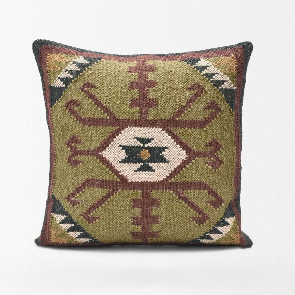 Cojines de kilim verde tribal